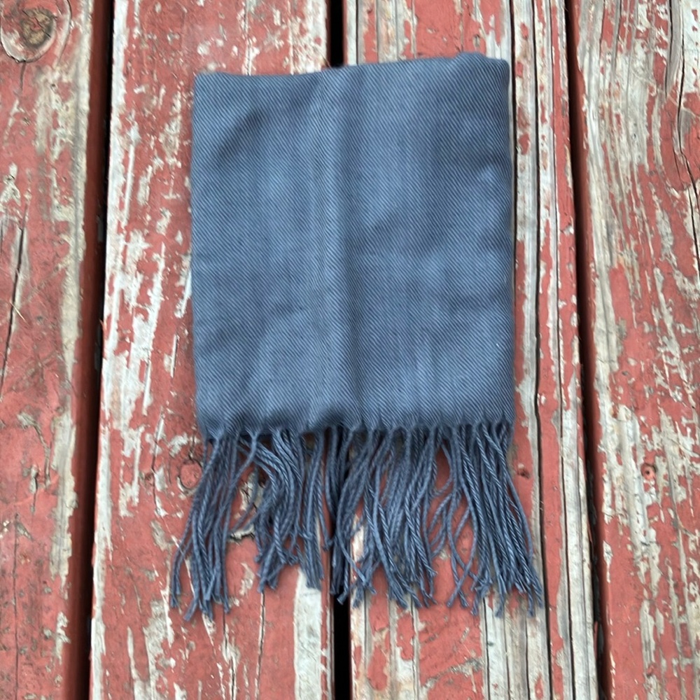 Blue Grey Fringe Scarf